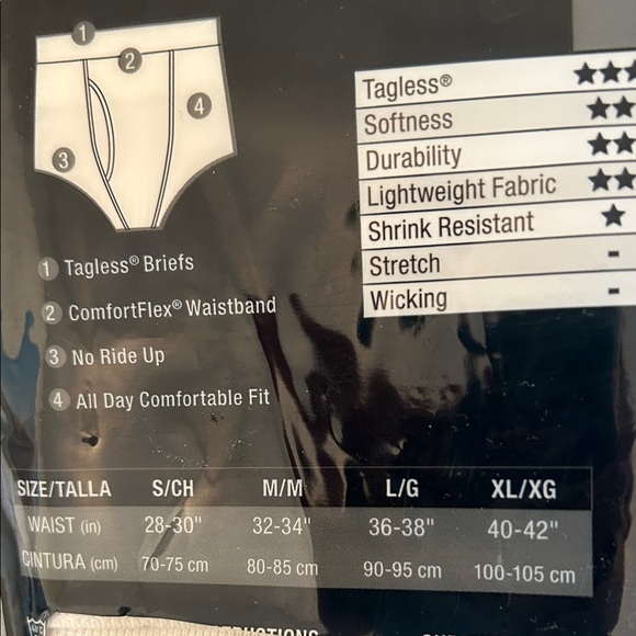 Hanes Men's White Tagless Briefs 6-Pack XL - Picture 6 of 8